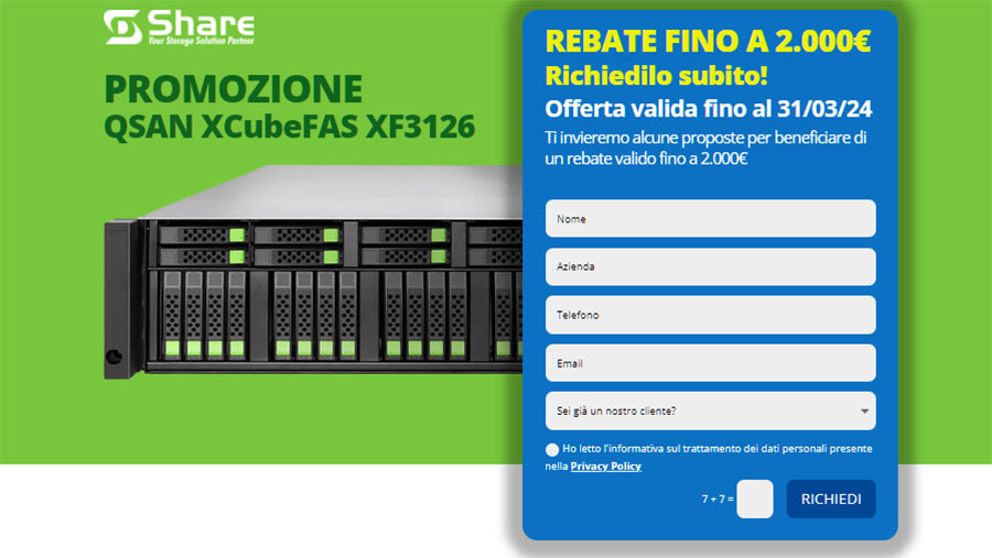 QSAN XCubeFAS XF3126: Scopri la promozione